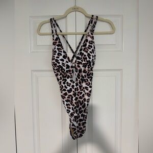 Leopard Print Thong One Piece Swimsuit